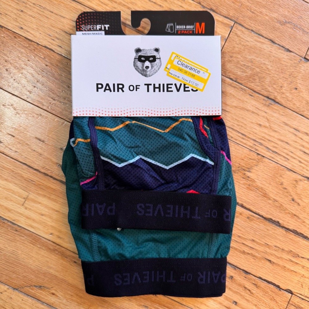 Pair of Thieves Mens SuperFit Mesh Boxer Briefs 2 Pack Green Geometric Size M